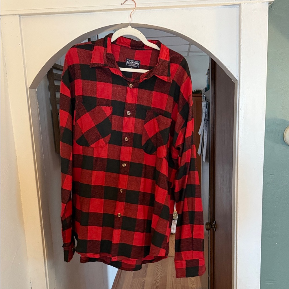 Canyon Men's Red and Black Checkered Shirt